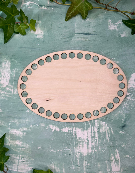 Knüpfvorlage | Häkelboden Holz, Korbboden | Oval-Form | Verschiedene Größen
