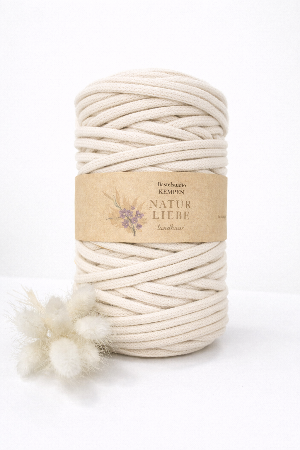 Makramee Garn Premium | 100% Baumwolle | Stärke 5 mm, geflochten | Länge 100 Meter | Verschiedene Farben
