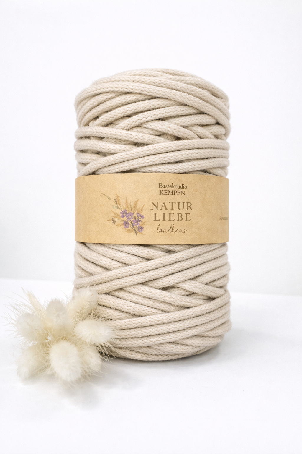 Makramee Garn Premium | 100% Baumwolle | Stärke 5 mm, geflochten | Länge 100 Meter | Verschiedene Farben