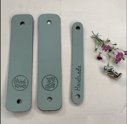 10x Label aus Leder "Handmade" | Naturleder Etikett | Mit Schrauben | Verschiedene Designs