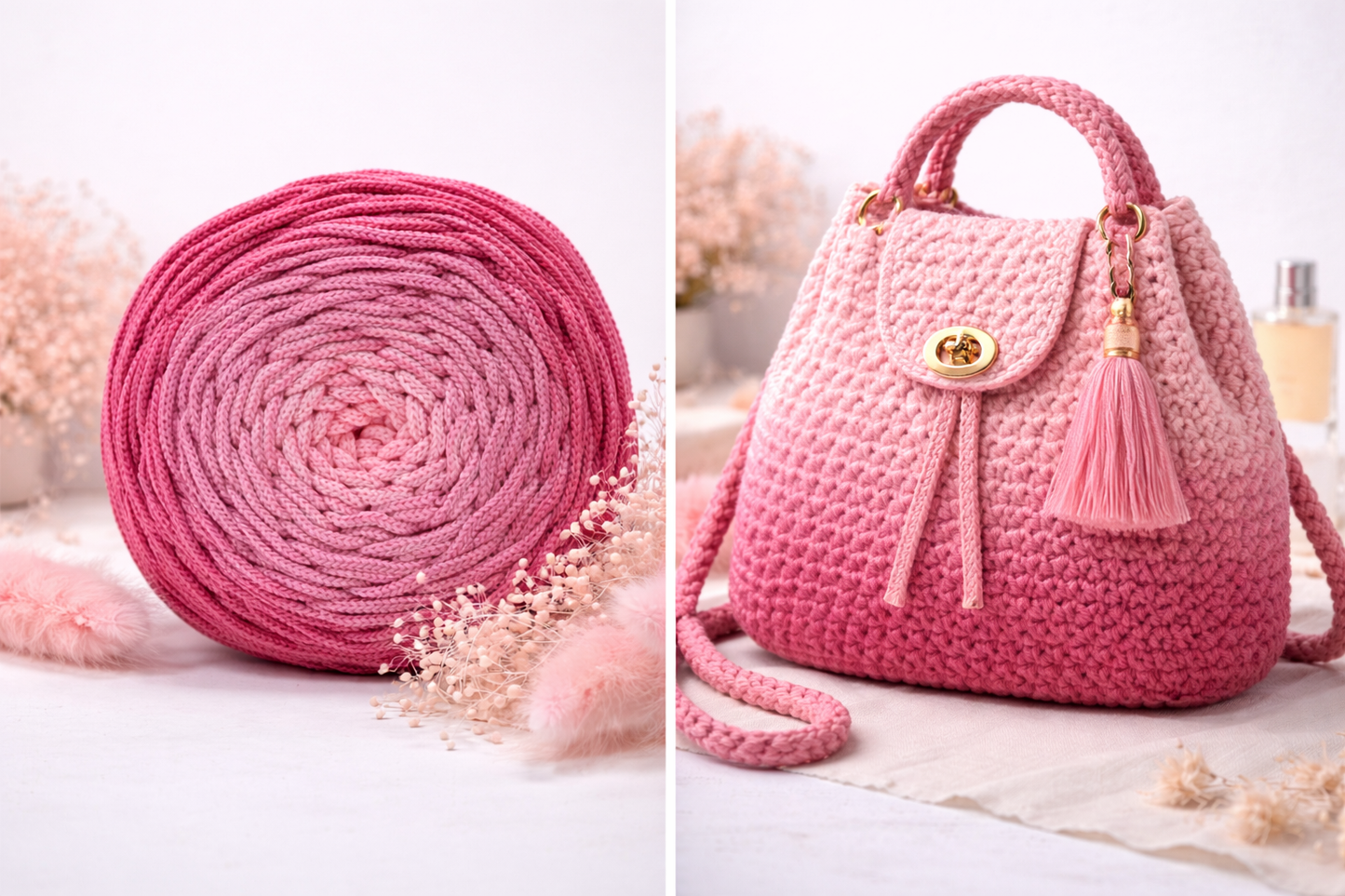 Polyestergarn | Ombre mit Farbverlauf | Stärke 3 mm | Länge 260 Meter | Verschiedene Farben