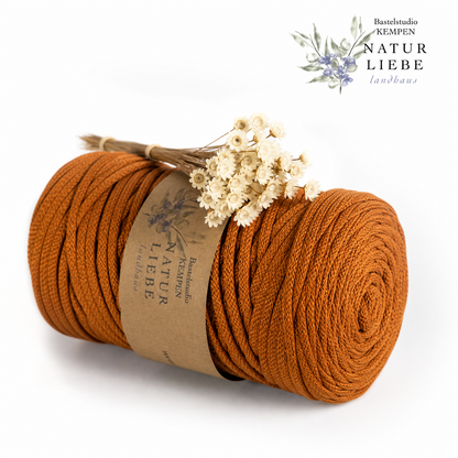 Makramee Garn | 100% Polyester | Stärke 5 mm, geflochten | Länge 100 Meter | Verschiedene Farben | OEKO-TEX zertifiziert