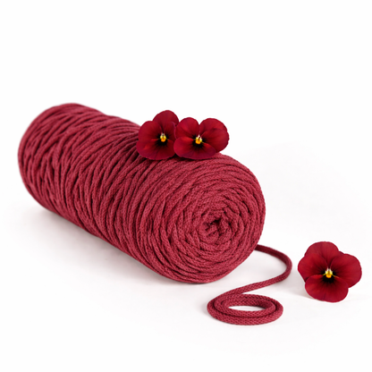 Makramee Garn Premium | 100% Baumwolle | Stärke 5 mm, geflochten | Länge 100 Meter | Verschiedene Farben