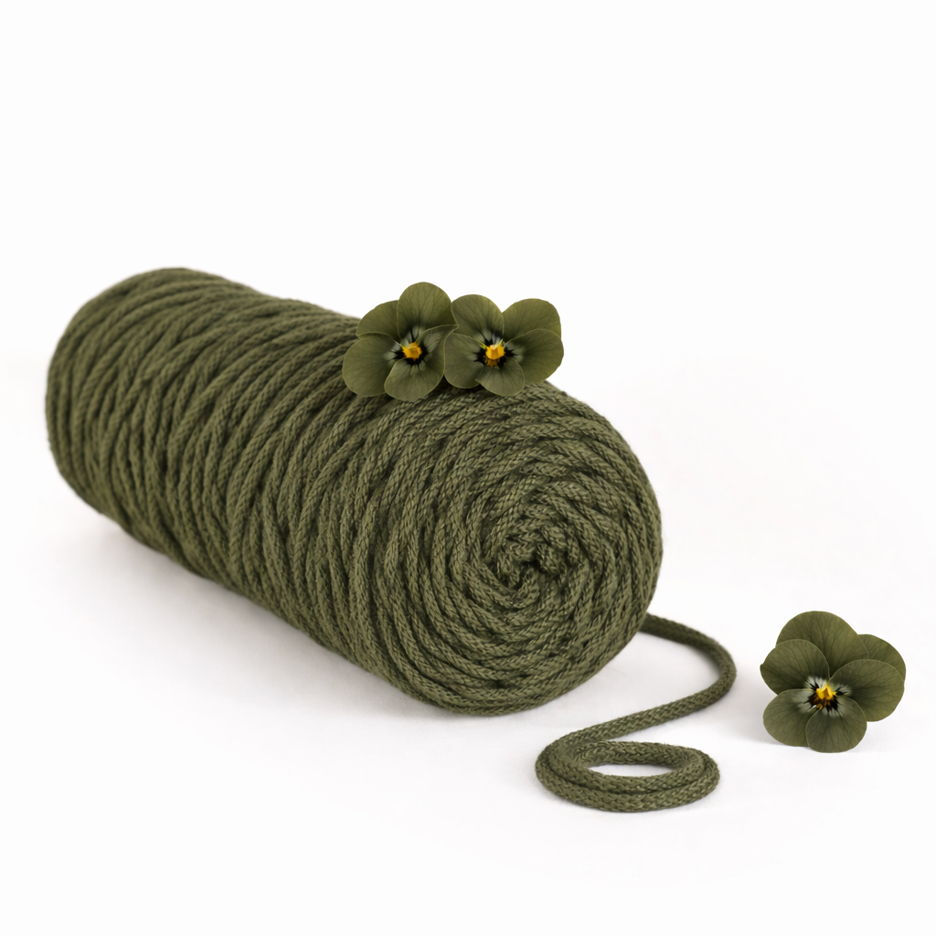 Makramee Garn Premium | 100% Baumwolle | Stärke 5 mm, geflochten | Länge 100 Meter | Verschiedene Farben
