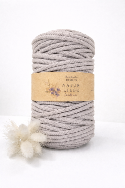 Makramee Garn Premium | 100% Baumwolle | Stärke 5 mm, geflochten | Länge 100 Meter | Verschiedene Farben