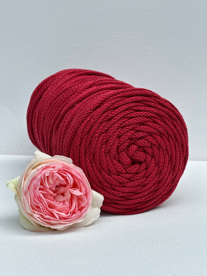 Makramee Garn Premium | 100% Baumwolle | Stärke 5 mm, geflochten | Länge 100 Meter | Verschiedene Farben