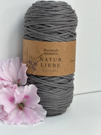 Makramee Garn Premium| 100% Baumwolle | Stärke 2 mm, geflochten | Länge 100 Meter | Verschiedene Farben
