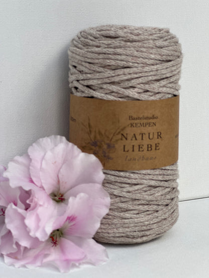 Makramee Garn Premium| 100% Baumwolle | Stärke 2 mm, geflochten | Länge 100 Meter | Verschiedene Farben
