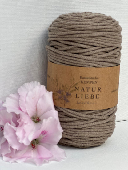 Makramee Garn Premium| 100% Baumwolle | Stärke 2 mm, geflochten | Länge 100 Meter | Verschiedene Farben