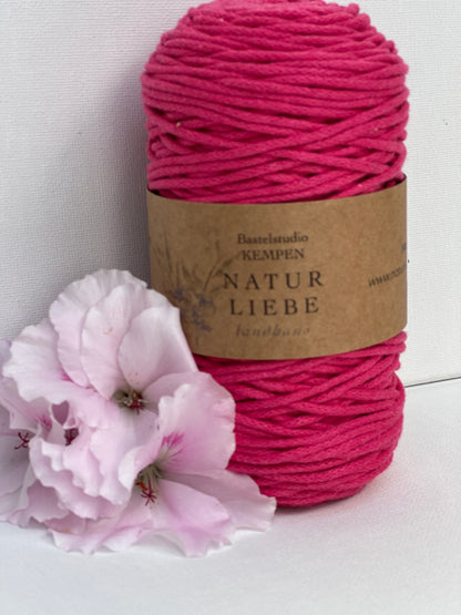 Makramee Garn Premium| 100% Baumwolle | Stärke 2 mm, geflochten | Länge 100 Meter | Verschiedene Farben