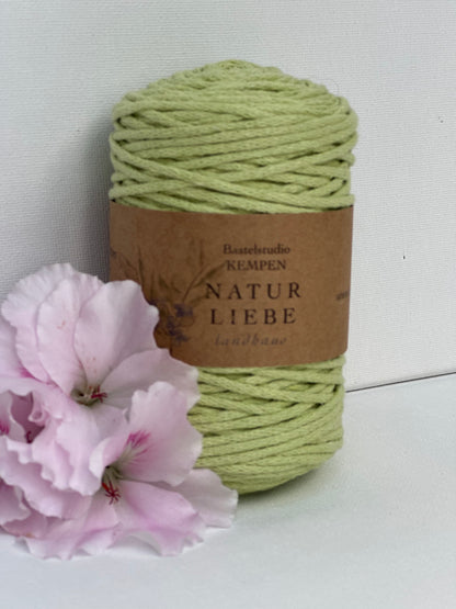 Makramee Garn Premium| 100% Baumwolle | Stärke 2 mm, geflochten | Länge 100 Meter | Verschiedene Farben