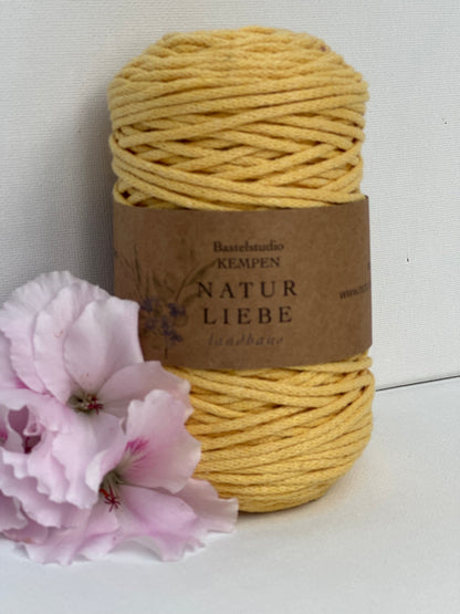 Makramee Garn Premium| 100% Baumwolle | Stärke 2 mm, geflochten | Länge 100 Meter | Verschiedene Farben