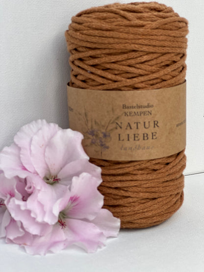 Makramee Garn Premium| 100% Baumwolle | Stärke 2 mm, geflochten | Länge 100 Meter | Verschiedene Farben