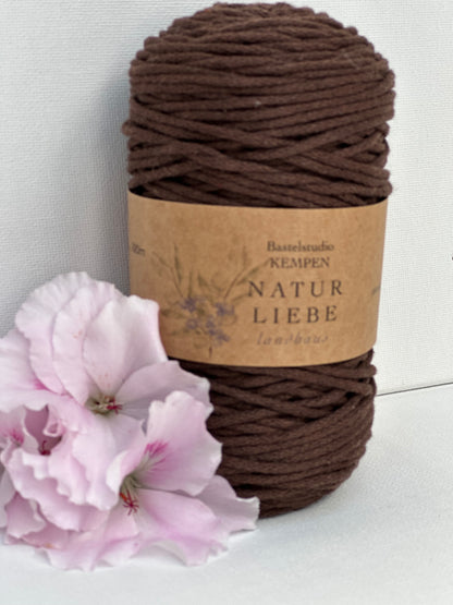 Makramee Garn Premium| 100% Baumwolle | Stärke 2 mm, geflochten | Länge 100 Meter | Verschiedene Farben