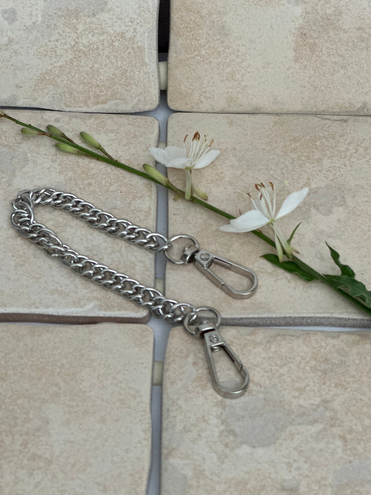 Metallkette / Henkel für Handtaschen mit Karabinern | 21,5 cm