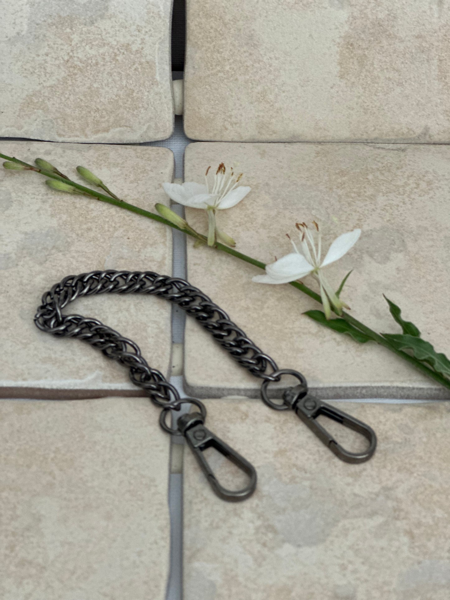 Metallkette / Henkel für Handtaschen mit Karabinern | 21,5 cm