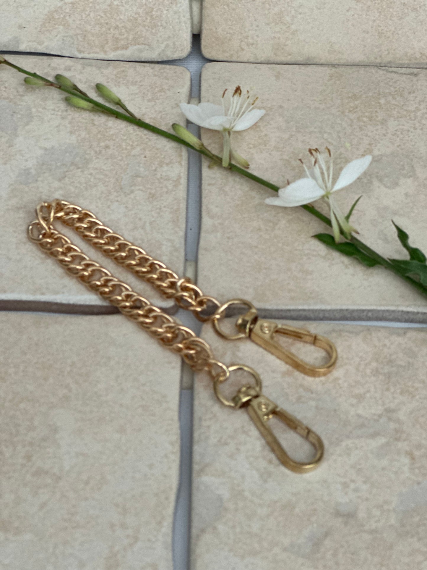 Metallkette / Henkel für Handtaschen mit Karabinern | 21,5 cm