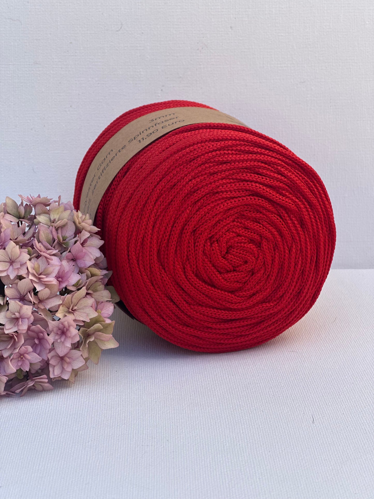 Polyester Garn | 100% Polyester | Stärke 3 mm, geflochten | Länge 100 Meter | Verschiedene Farben | OEKO-TEX zertifiziert