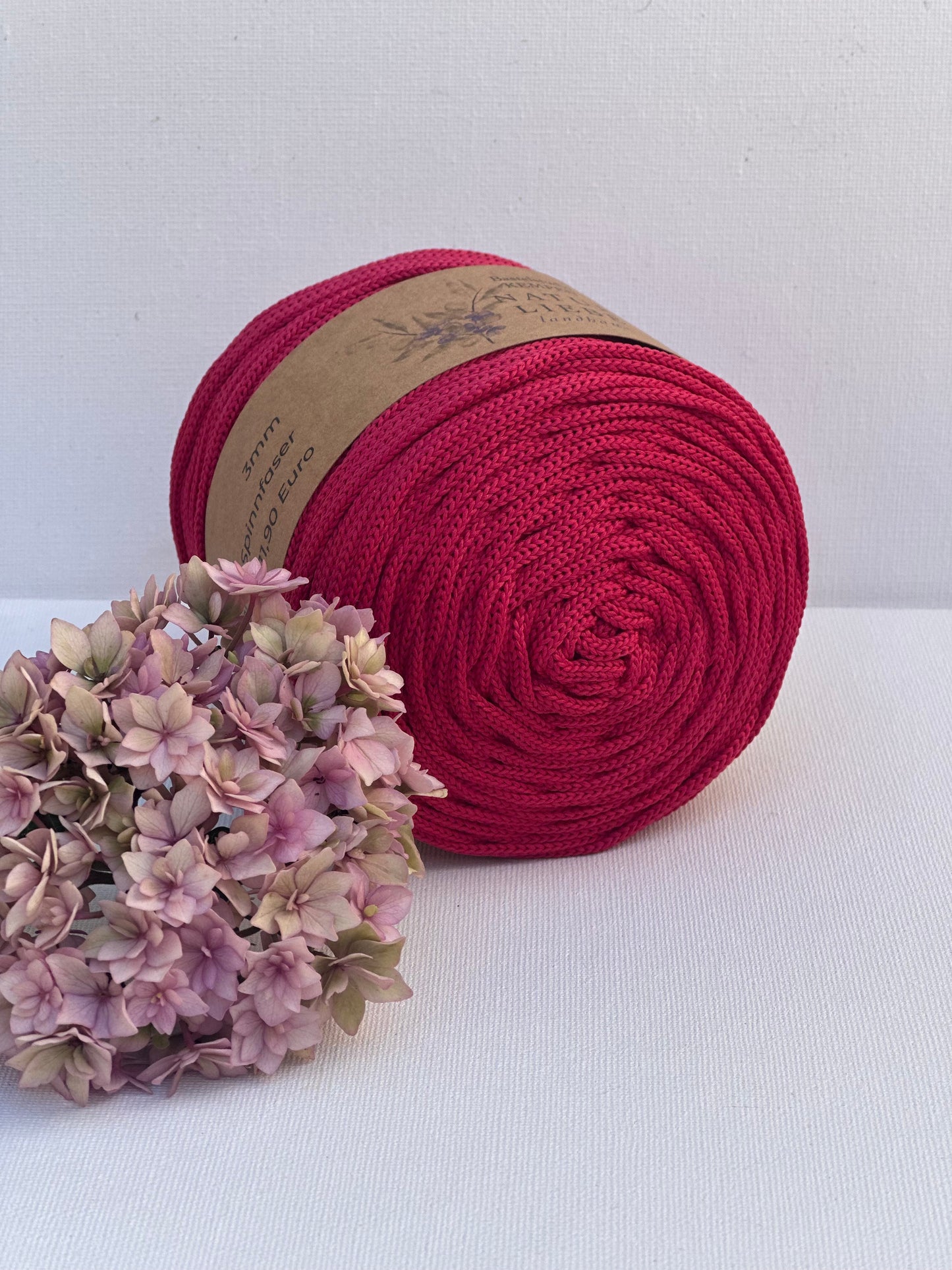 Polyester Garn | 100% Polyester | Stärke 3 mm, geflochten | Länge 100 Meter | Verschiedene Farben | OEKO-TEX zertifiziert