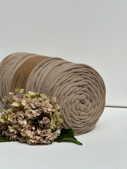 Flechtkordel Premium | 100% Baumwolle | Stärke 5 mm, geflochten | Länge 100 Meter | Verschiedene Farben