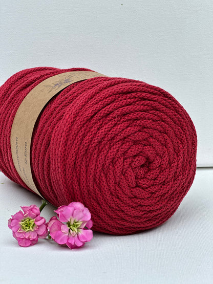 Flechtkordel Premium | 100% Baumwolle | Stärke 5 mm, geflochten | Länge 100 Meter | Verschiedene Farben