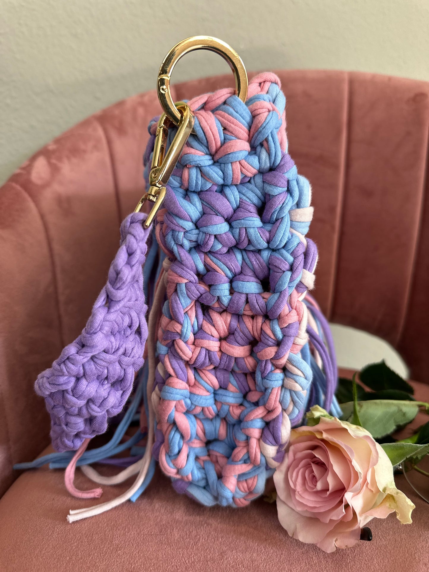 Große Handmade Schultertasche aus T-Shirt Garn Handarbeit