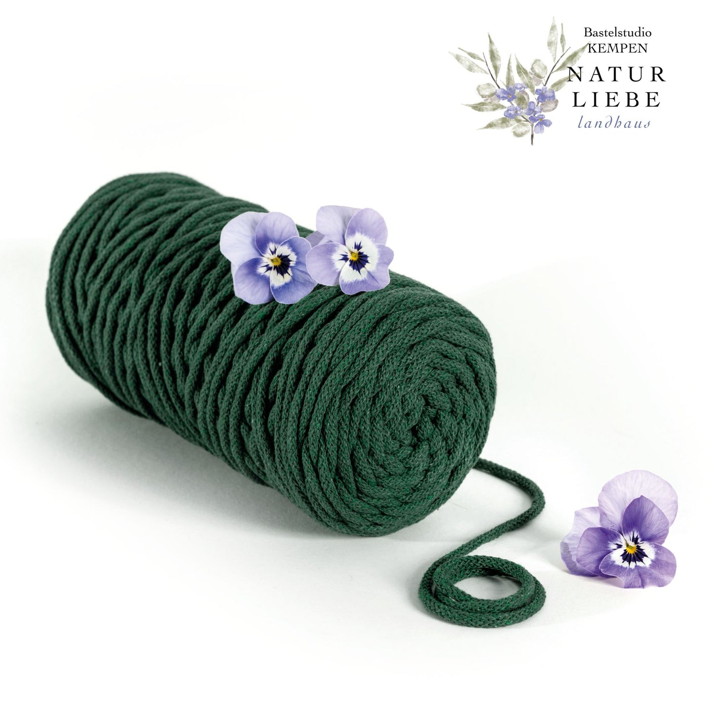 Makramee Garn Premium | 100% Baumwolle | Stärke 5 mm, geflochten | Länge 100 Meter | Verschiedene Farben