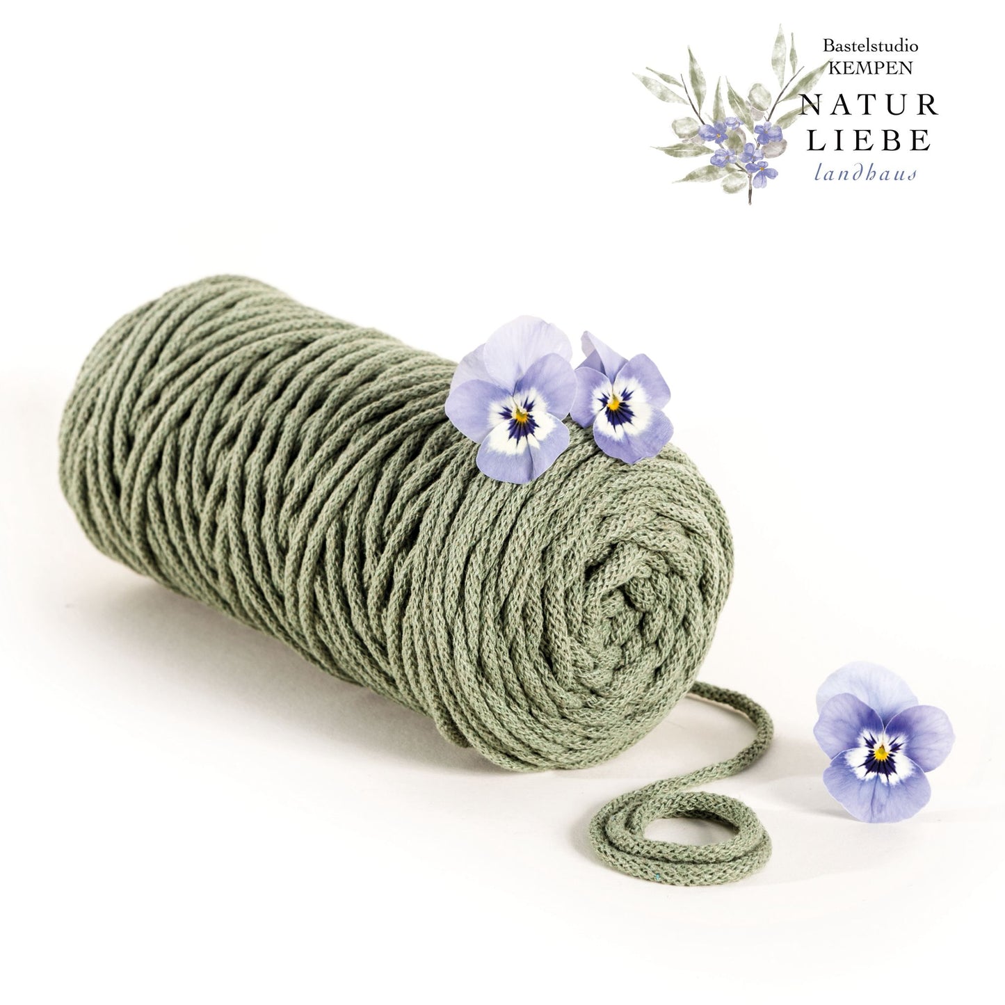 Makramee Garn Premium | 100% Baumwolle | Stärke 5 mm, geflochten | Länge 100 Meter | Verschiedene Farben