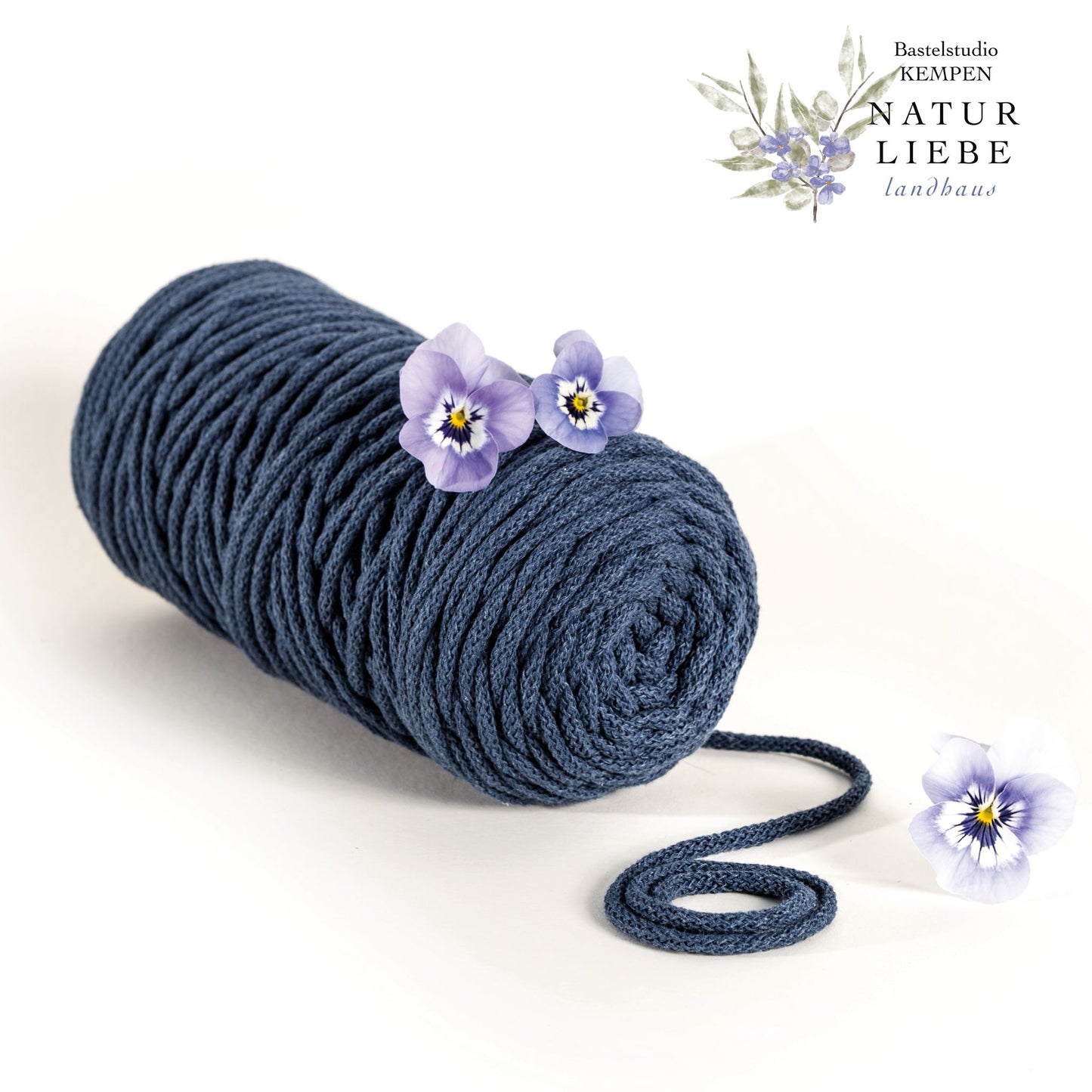 Makramee Garn Premium | 100% Baumwolle | Stärke 5 mm, geflochten | Länge 100 Meter | Verschiedene Farben