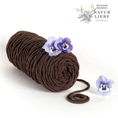 Makramee Garn Premium | 100% Baumwolle | Stärke 5 mm, geflochten | Länge 100 Meter | Verschiedene Farben