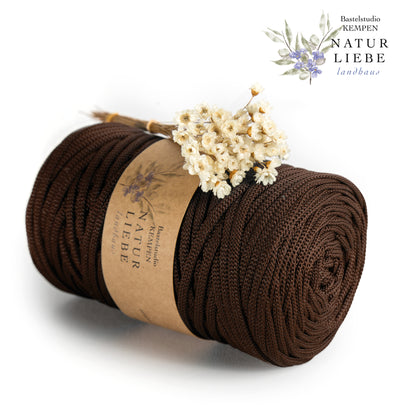 Makramee Garn | 100% Polyester | Stärke 5 mm, geflochten | Länge 100 Meter | Verschiedene Farben | OEKO-TEX zertifiziert