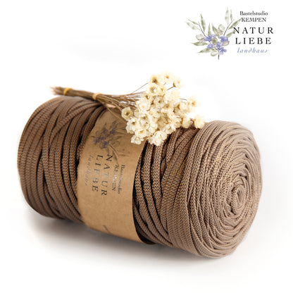 Makramee Garn | 100% Polyester | Stärke 5 mm, geflochten | Länge 100 Meter | Verschiedene Farben | OEKO-TEX zertifiziert