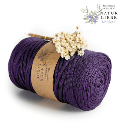 Makramee Garn | 100% Polyester | Stärke 5 mm, geflochten | Länge 100 Meter | Verschiedene Farben | OEKO-TEX zertifiziert