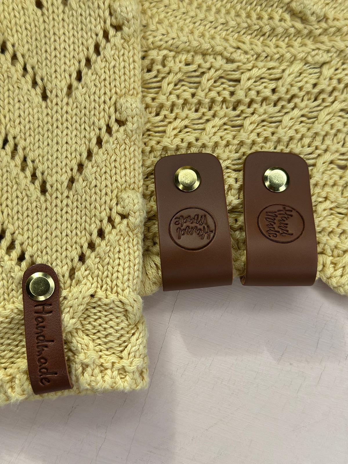 10x Label aus Leder "Handmade" | Naturleder Etikett | Mit Schrauben | Verschiedene Designs
