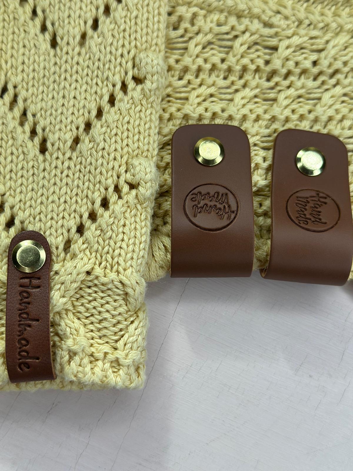 10x Label aus Leder "Handmade" | Naturleder Etikett | Mit Schrauben | Verschiedene Designs