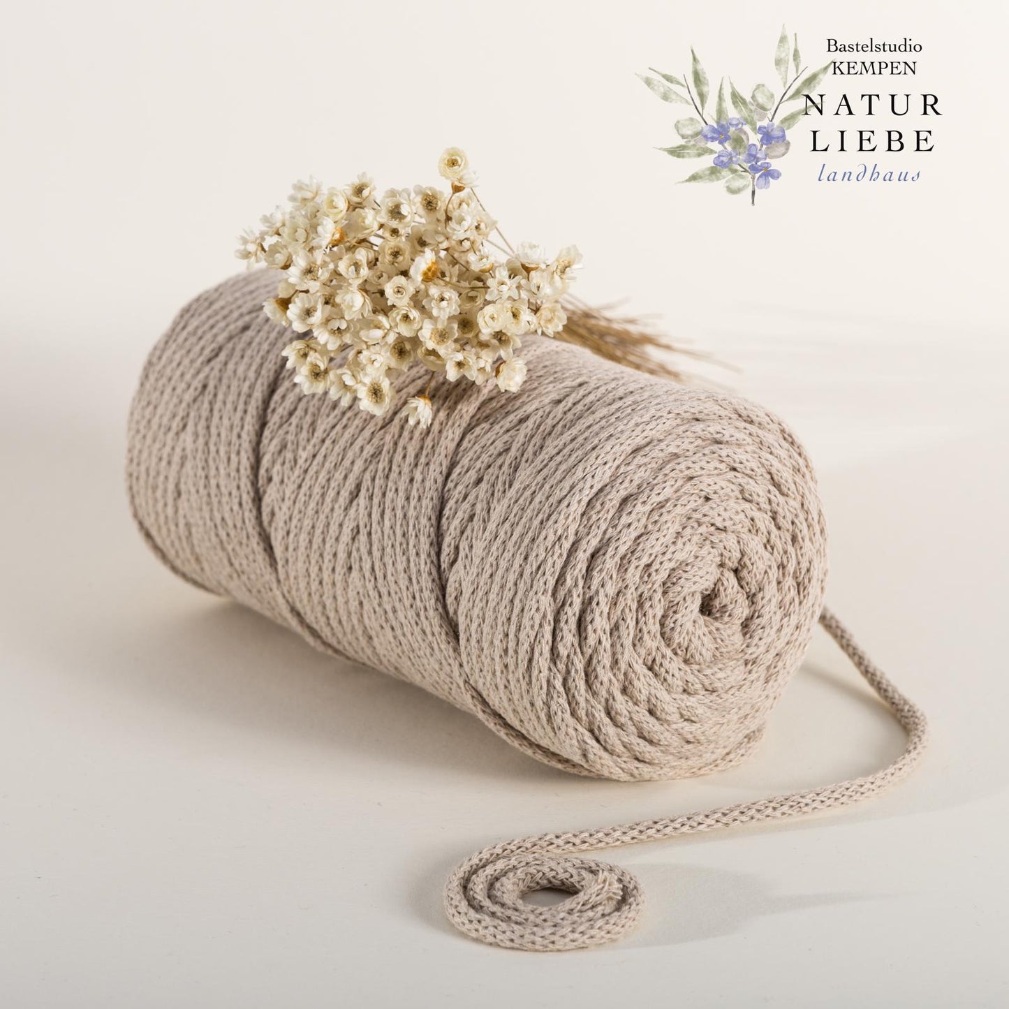 Makramee Garn PREMIUM | 100% Baumwolle | Stärke 5 mm, geflochten | Länge 100 Meter | Verschiedene Farben