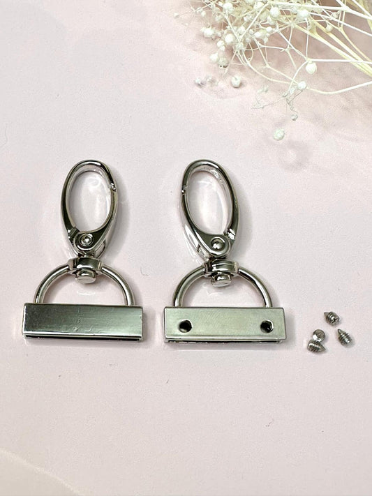 Drehbarer Metall-Karabiner mit Endstück für Gurtband | Durchzug 25 mm