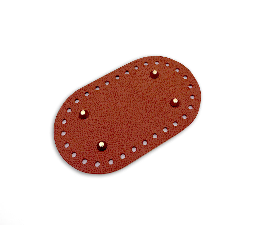 Ovaler Lederboden für gehäkelte Taschen mit Füßchen 10x17 cm
