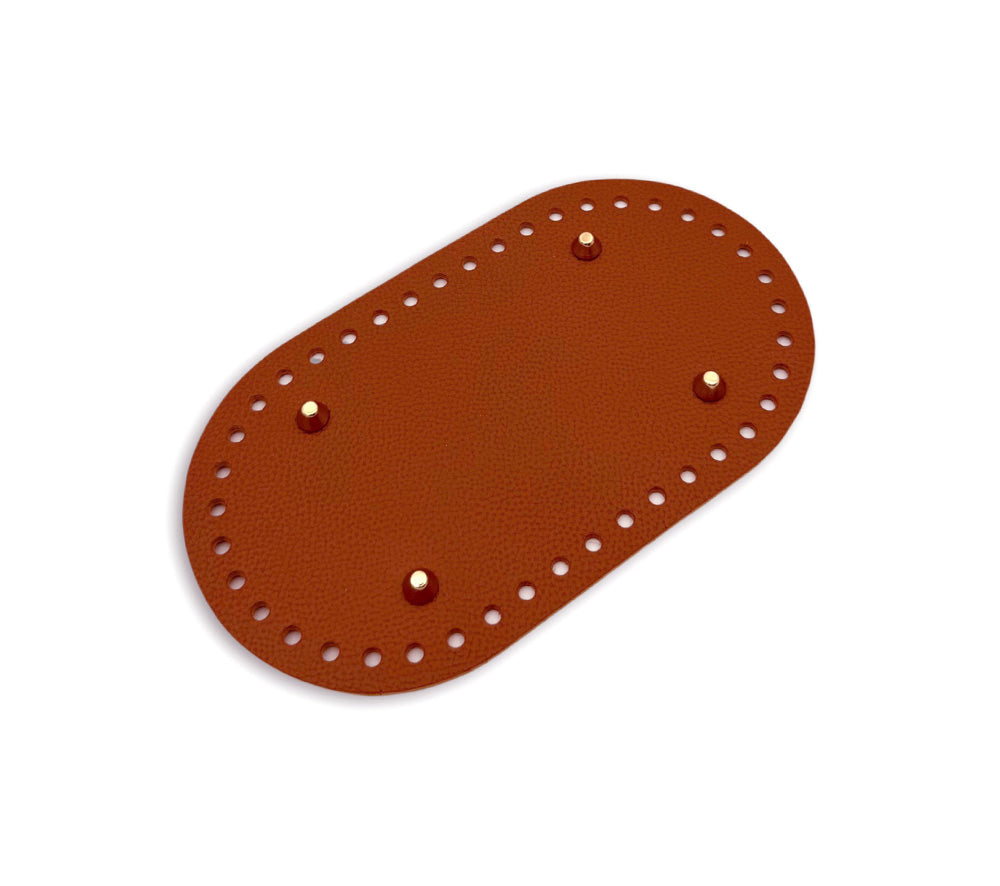 Ovaler Lederboden für gehäkelte Taschen mit Füßchen 12x21 cm