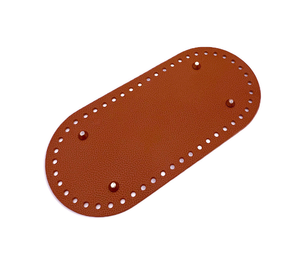 Ovaler Lederboden für gehäkelte Taschen mit Füßchen 12x26 cm
