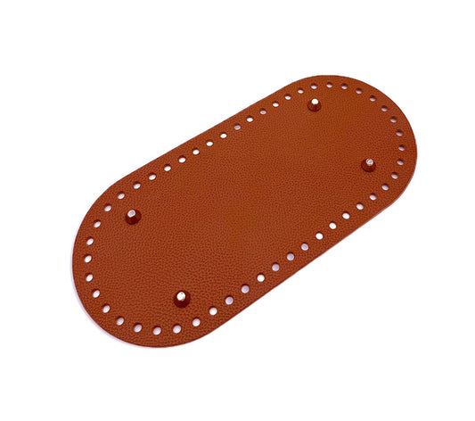 Ovaler Lederboden für gehäkelte Taschen mit Füßchen 12x26 cm