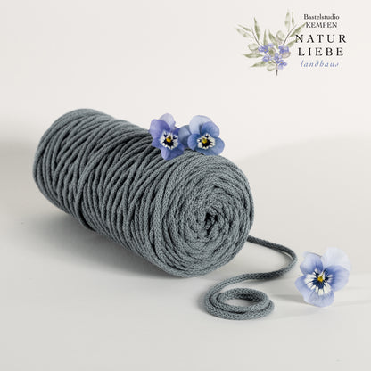 Makramee Garn Premium| 100% Baumwolle | Stärke 5 mm, geflochten | Länge 100 Meter | Verschiedene Farben