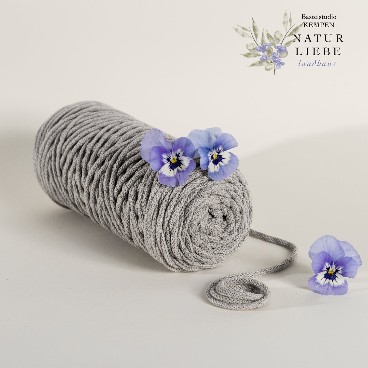 Makramee Garn Premium| 100% Baumwolle | Stärke 5 mm, geflochten | Länge 100 Meter | Verschiedene Farben