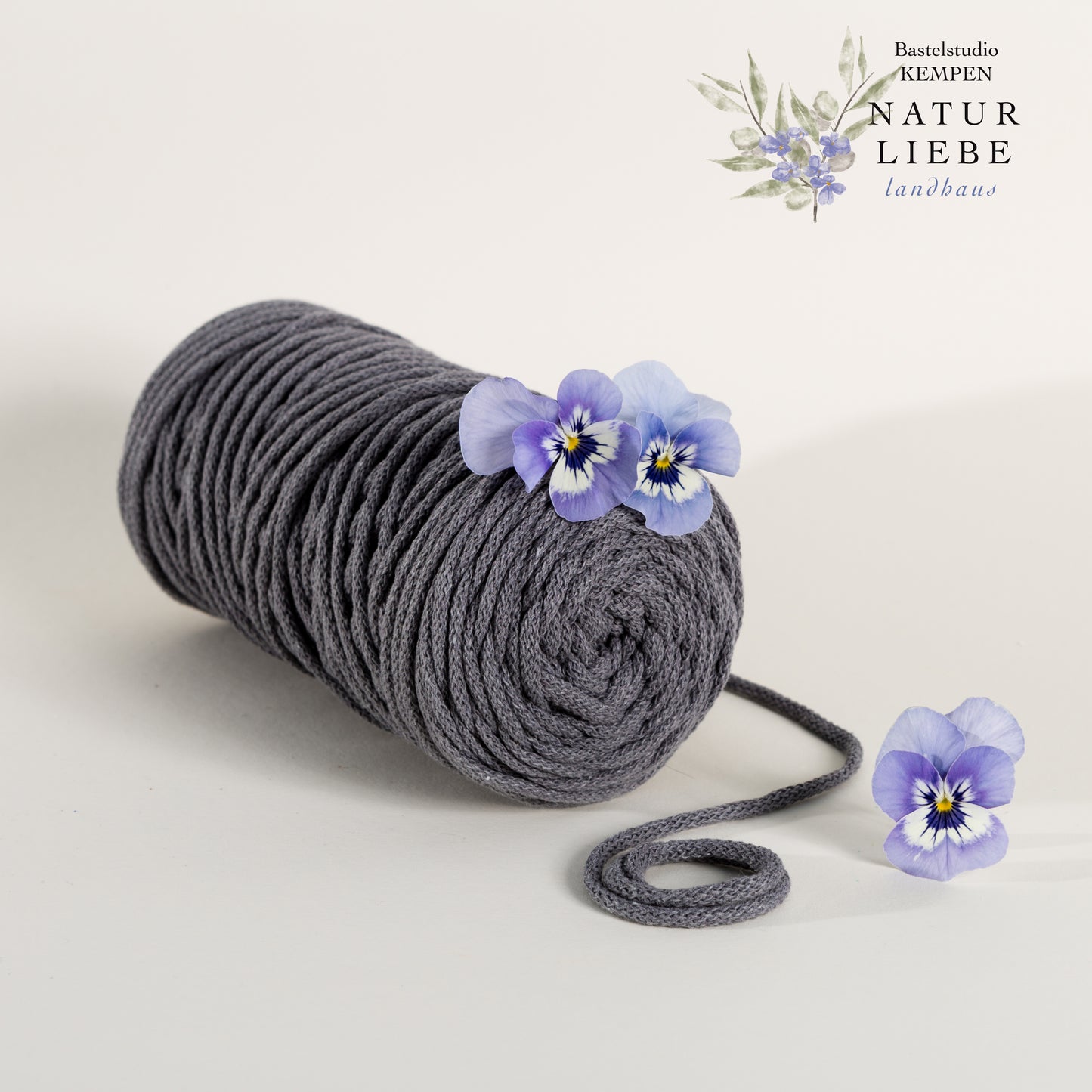 Makramee Garn Premium| 100% Baumwolle | Stärke 5 mm, geflochten | Länge 100 Meter | Verschiedene Farben