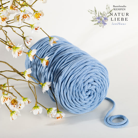 Makramee Garn Premium | 100% Baumwolle | Stärke 5 mm, geflochten | Länge 100 Meter | Verschiedene Farben