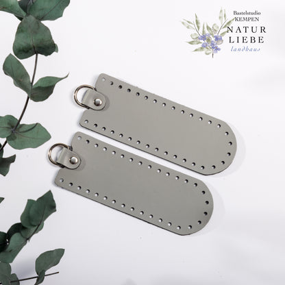 Seitenboden aus Leder | Zum Einnähen für Taschen | 190 x 70 mm | Mit Metallringen